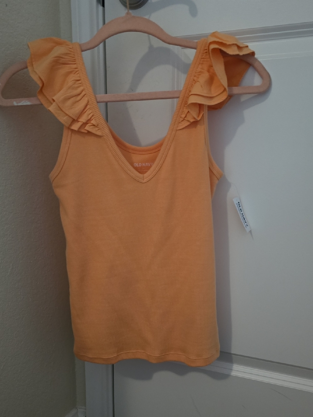 Old Navy Orange Ruffled Shoulder Tank Top